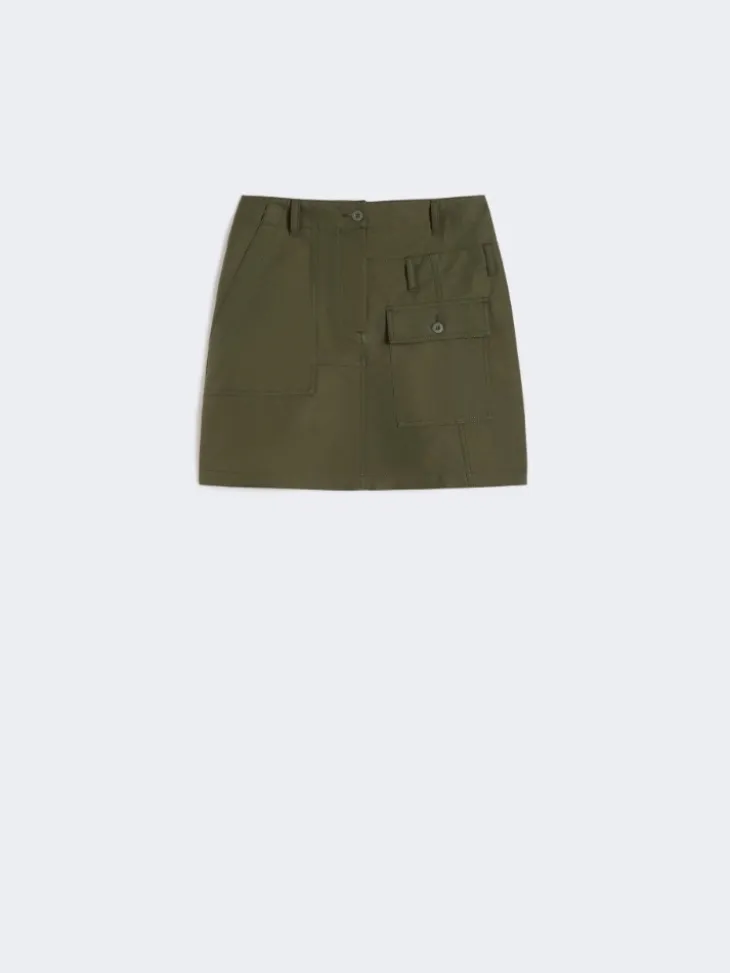 Water-repellent canvas mini skirt - KAKI