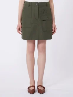 Water-repellent canvas mini skirt - KAKI