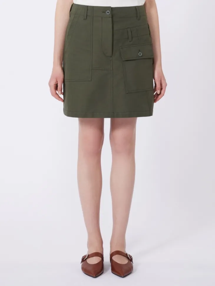 Water-repellent canvas mini skirt - KAKI