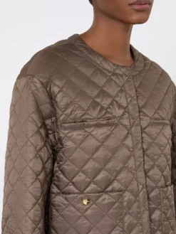 Water-repellent canvas padded jacket - HAZELNUT BROWN