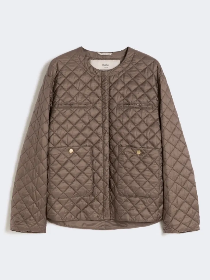 Water-repellent canvas padded jacket - HAZELNUT BROWN