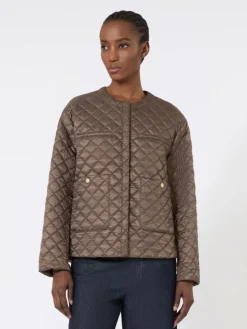 Water-repellent canvas padded jacket - HAZELNUT BROWN