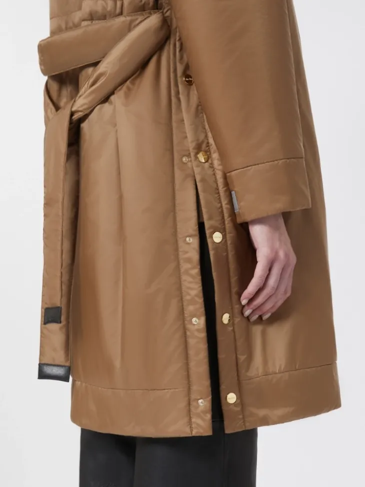 Water-repellent canvas padded parka - CAMEL