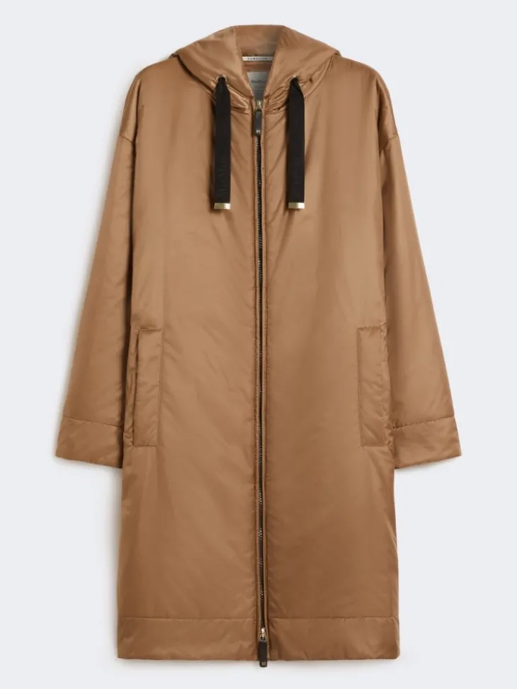 Water-repellent canvas padded parka - CAMEL