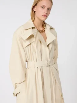 Water-repellent cotton trench coat - VANILLA