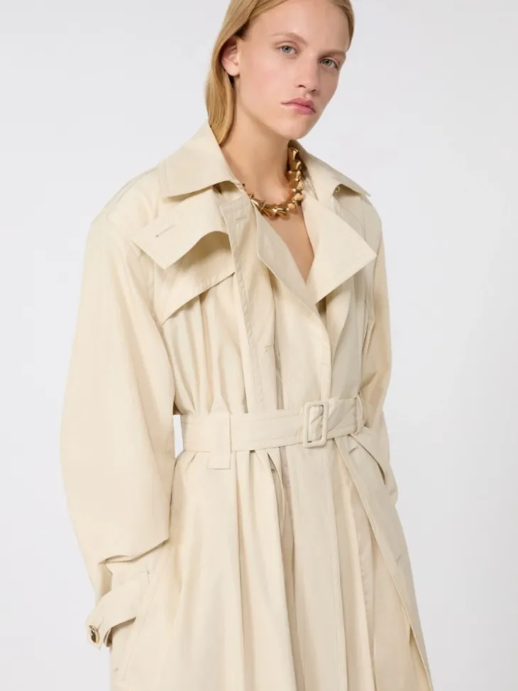 Water-repellent cotton trench coat - VANILLA