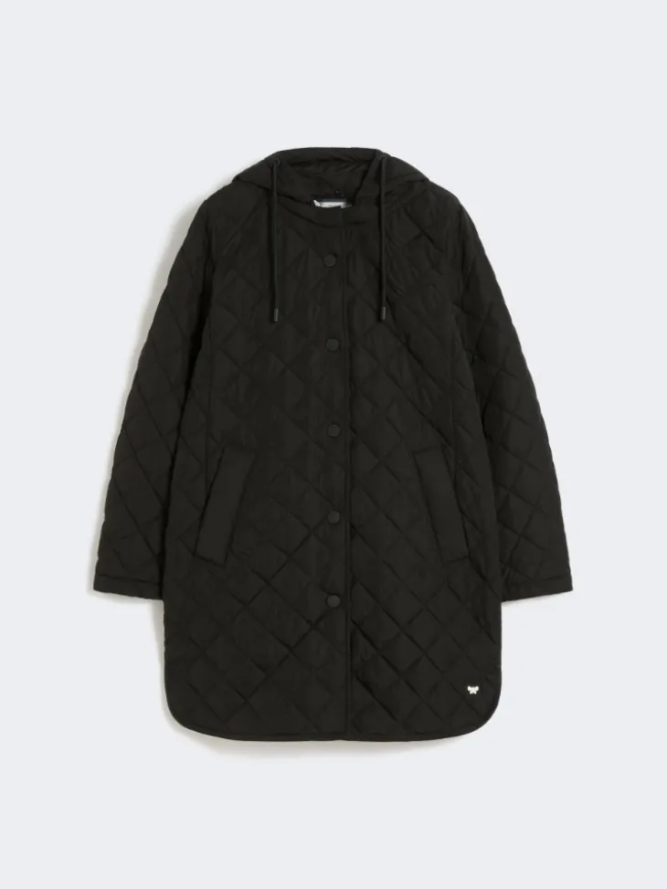 Water-repellent fabric padded parka - BLACK