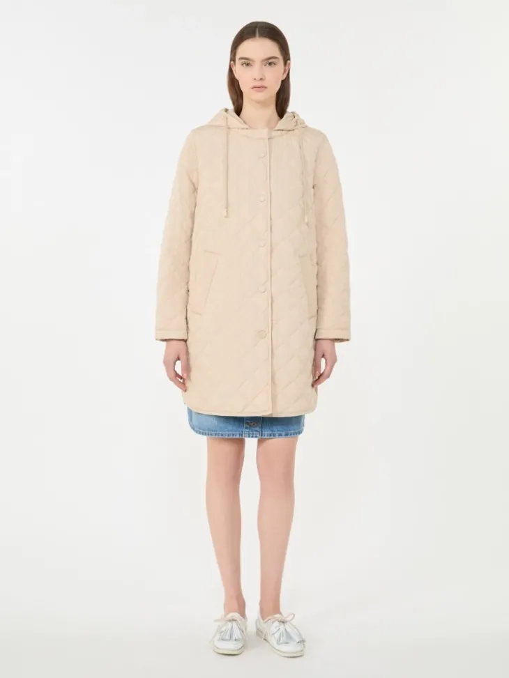 Water-repellent fabric padded parka - SAND