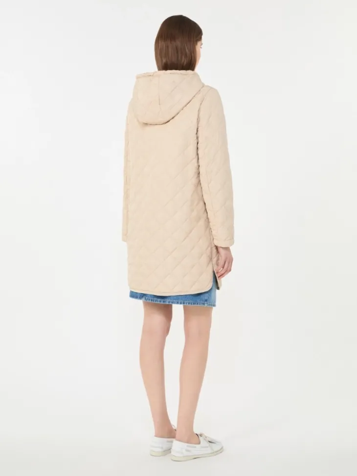 Water-repellent fabric padded parka - SAND
