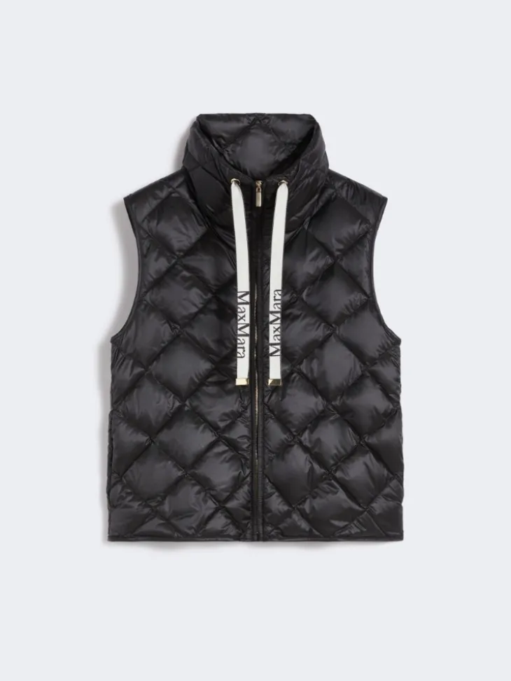 Water-repellent nylon canvas gilet - BLACK
