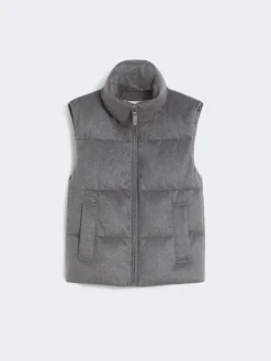 Water-repellent padded cashmere and canvas gilet - MEDIUM GREY