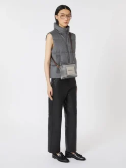 Water-repellent padded cashmere and canvas gilet - MEDIUM GREY