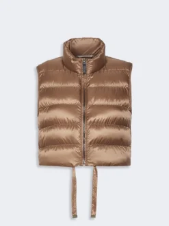 Water-repellent padded cropped gilet - HONEY