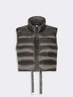 Water-repellent padded cropped gilet - KAKI
