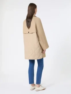 Water-repellent padded gabardine trench coat - HAZELNUT BROWN