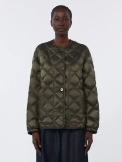 Water-repellent quilted canvas down jacket - DARK GREEN