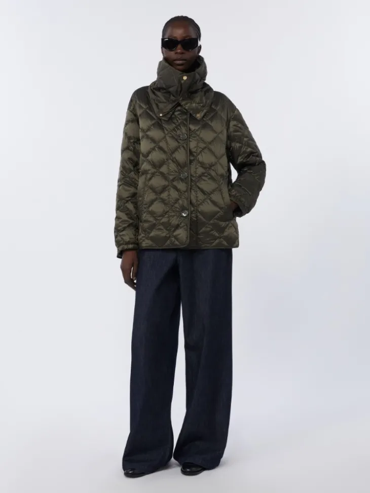 Water-repellent quilted canvas down jacket - DARK GREEN