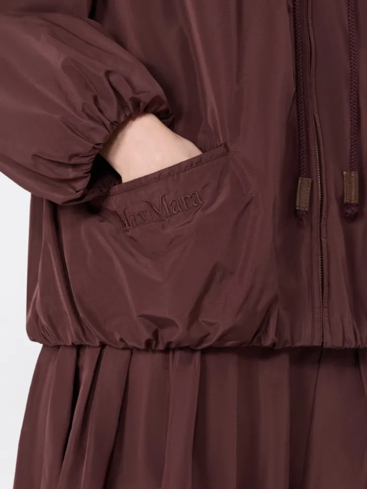 Water-repellent taffeta bomber jacket - BORDEAUX