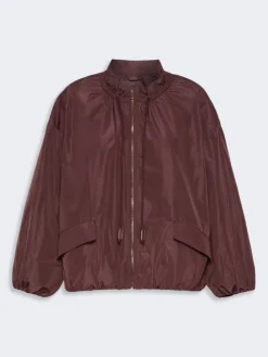 Water-repellent taffeta bomber jacket - BORDEAUX