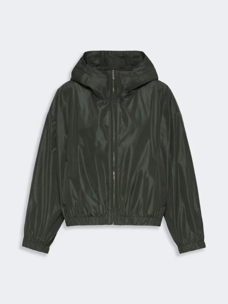 Water-repellent taffeta hooded jacket - DARK GREEN