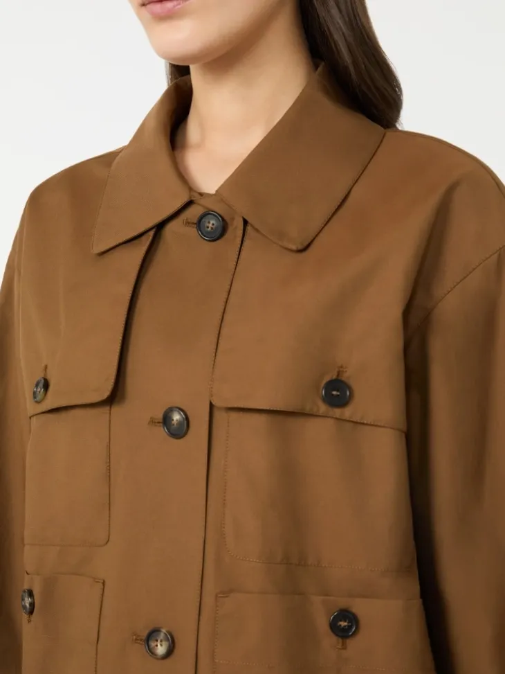 Water-repellent twill jacket - TOBACCO