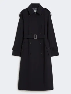 Water-repellent wool gabardine trench coat - ULTRAMARINE