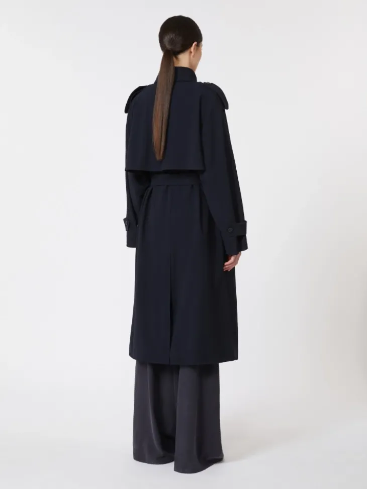 Water-repellent wool gabardine trench coat - ULTRAMARINE
