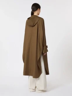 Water-repellent wool gabardine duster coat - BROWN
