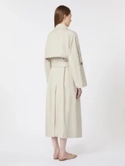 Wide water-repellent twill trench coat - NATURAL