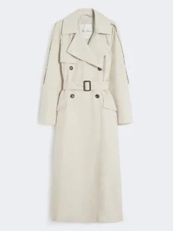 Wide water-repellent twill trench coat - NATURAL
