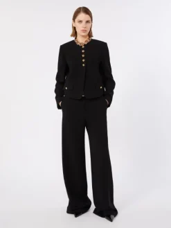 Wide-fit cady trousers - BLACK