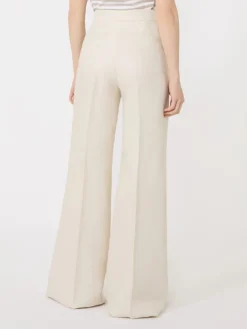 Wide-fit linen trousers - BEIGE