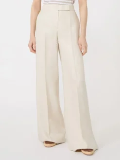 Wide-fit linen trousers - BEIGE