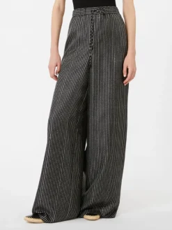 Wide-fit printed silk trousers - BLACK WHITE