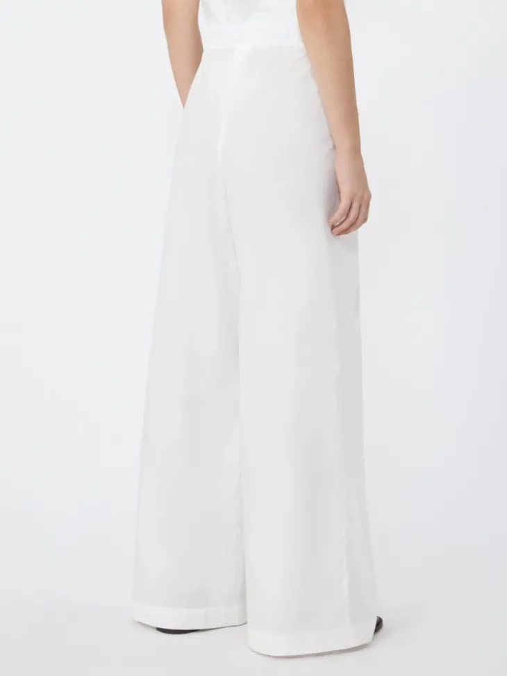 Wide-leg cotton poplin trousers - WHITE