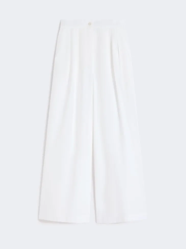Wide-leg cotton poplin trousers - WHITE