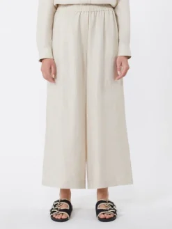 Wide-leg linen trousers - ECRU