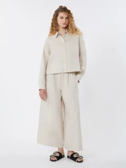 Wide-leg linen trousers - ECRU
