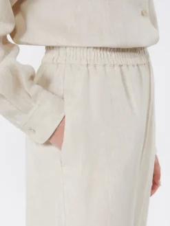 Wide-leg linen trousers - ECRU