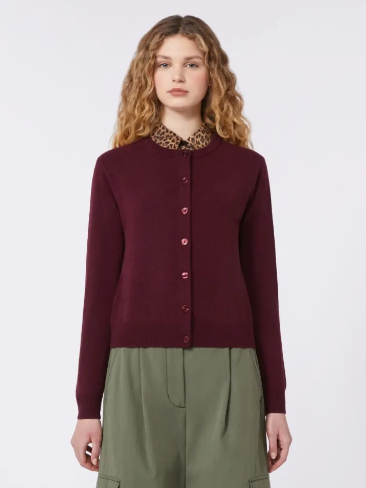 Wool and cashmere cardigan - BORDEAUX