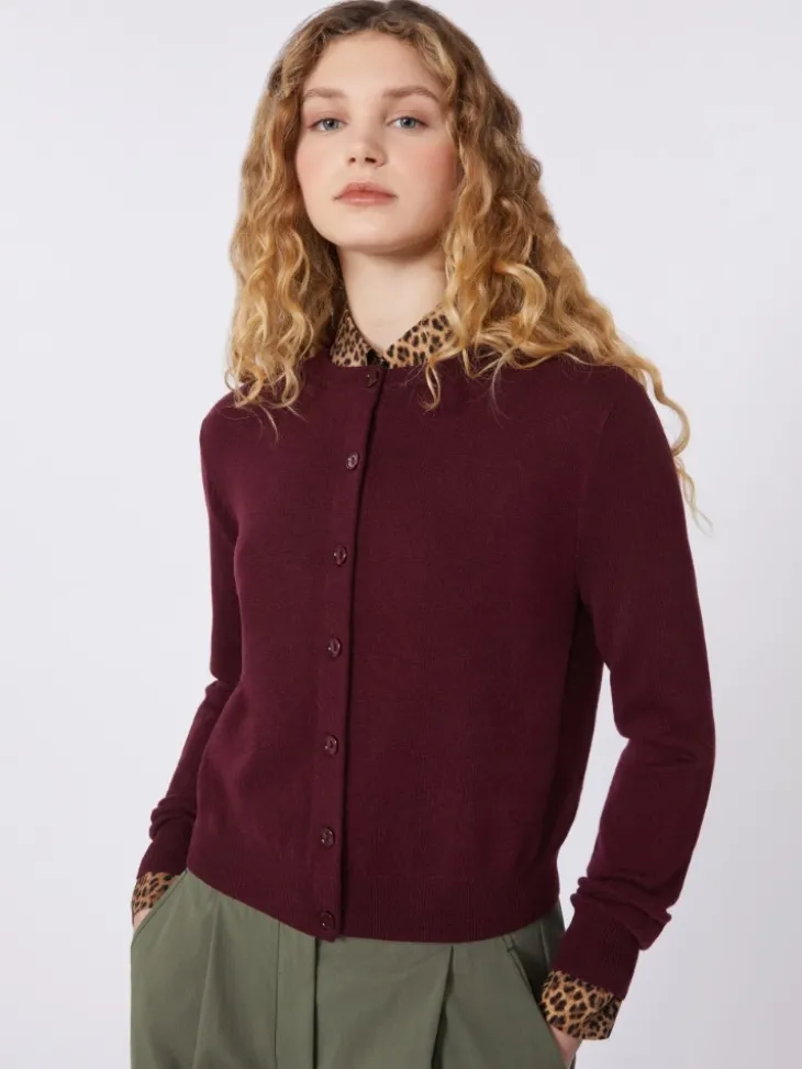Wool and cashmere cardigan - BORDEAUX
