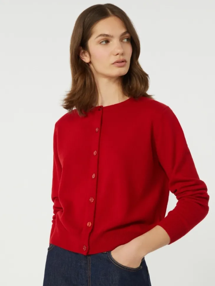 Wool and cashmere cardigan - RED