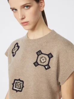 Wool and cashmere cropped sweater - SAND