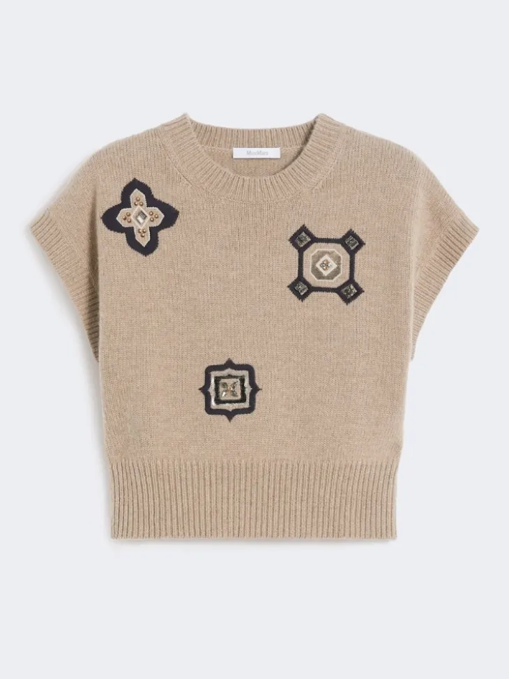 Wool and cashmere cropped sweater - SAND