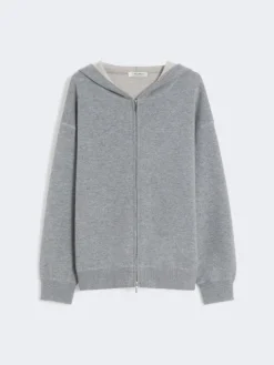 Wool and cashmere hooded cardigan - MEDIUM GREY