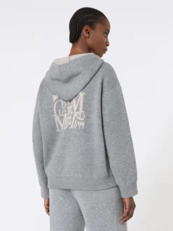Wool and cashmere hooded cardigan - MEDIUM GREY