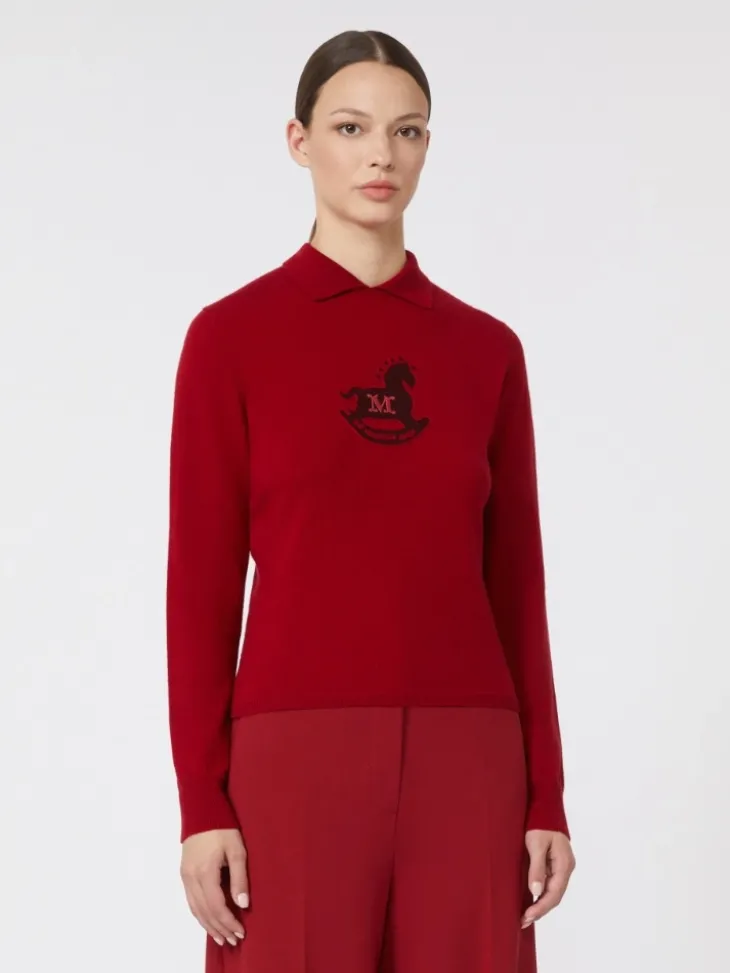 Wool and cashmere slim sweater - DARK RED