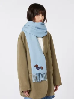 Wool and cashmere stole - LIGHT BLUE