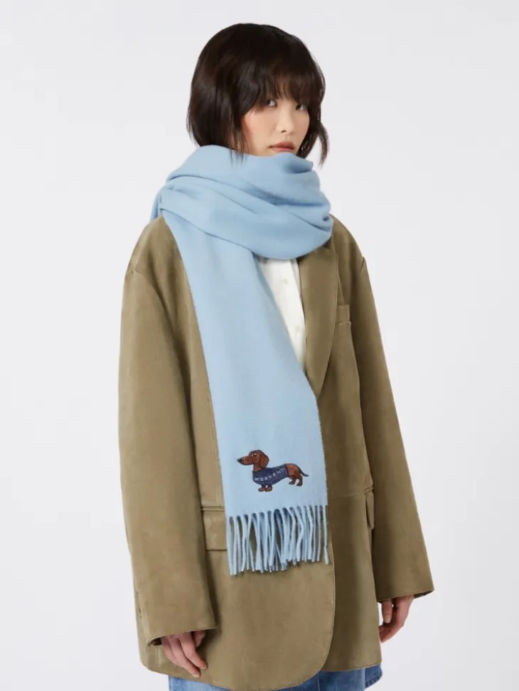 Wool and cashmere stole - LIGHT BLUE