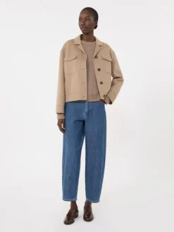 Wool and cashmere sweater with patch detail - CAMEL